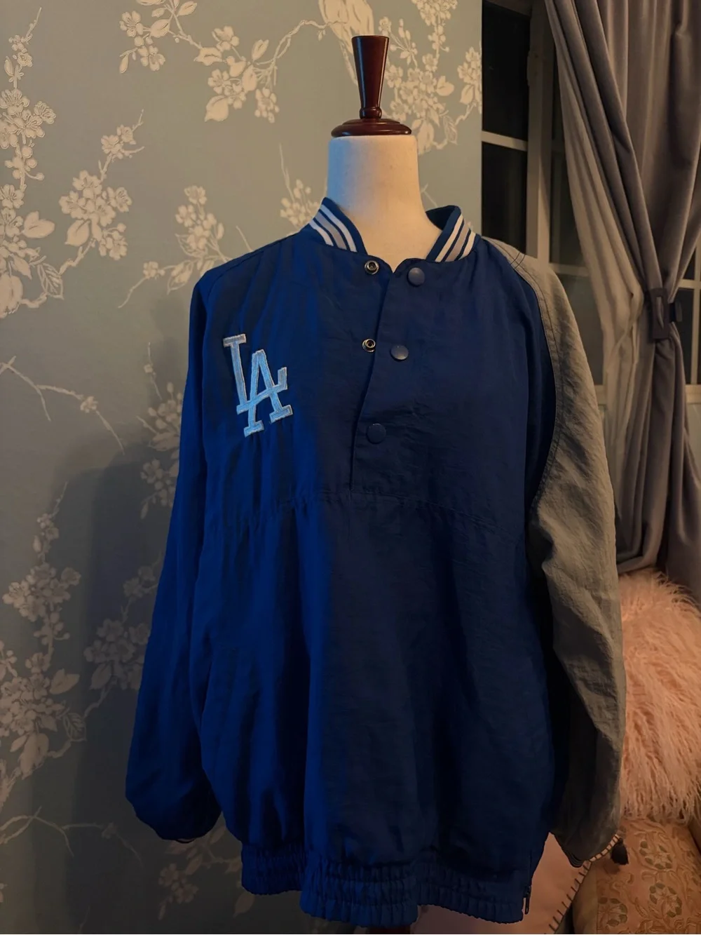LA Dodgers Vintage Starter 1/4 Snap Windbreaker Varsity Jacket Medium
